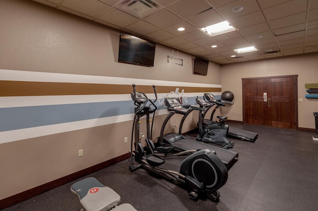 502 Cleveland Blvd W Unit 2400, Walker, MN 56484 - workout room with a paneled ceiling and baseboards