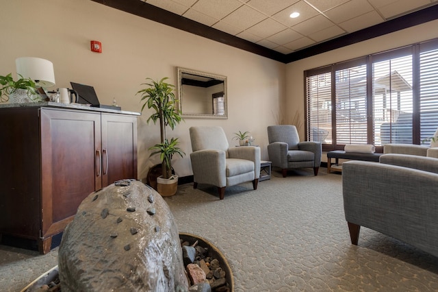 502 Cleveland Blvd W Unit 2400, Walker, MN 56484 - carpeted living area with a paneled ceiling and recessed lighting