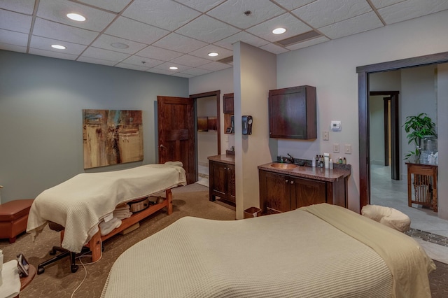 502 Cleveland Blvd W Unit 2400, Walker, MN 56484 - carpeted bedroom with a paneled ceiling, a sink, and recessed lighting