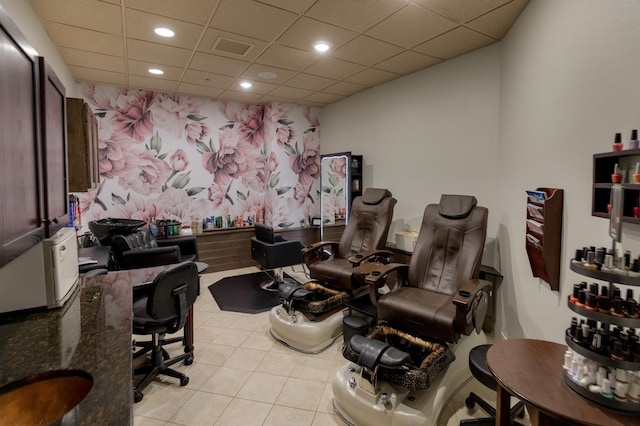 502 Cleveland Blvd W Unit 2400, Walker, MN 56484 - home office featuring recessed lighting, light tile patterned floors, and a paneled ceiling