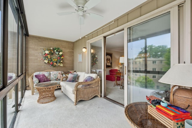 4360 Brookside Ct Unit 305, Edina, MN 55436 - sunroom with a ceiling fan and outdoor lounge area