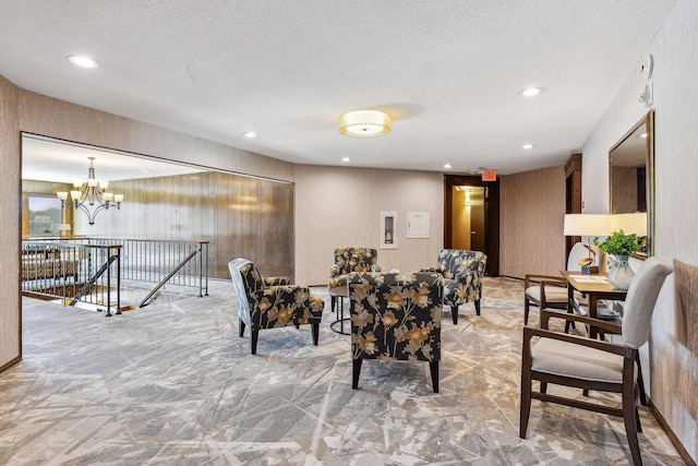 4360 Brookside Ct Unit 305, Edina, MN 55436 - dining room with a chandelier, recessed lighting, and a textured ceiling