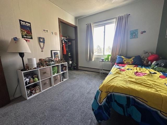 22 Cottonwood Ct, Babbitt, MN 55706 - bedroom featuring a baseboard heating unit and carpet flooring
