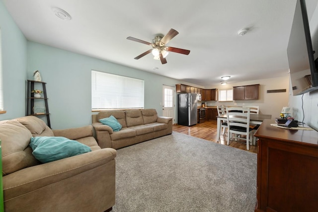 105 Owl Path, Mankato, MN 56001 - living area featuring ceiling fan and light wood-style flooring