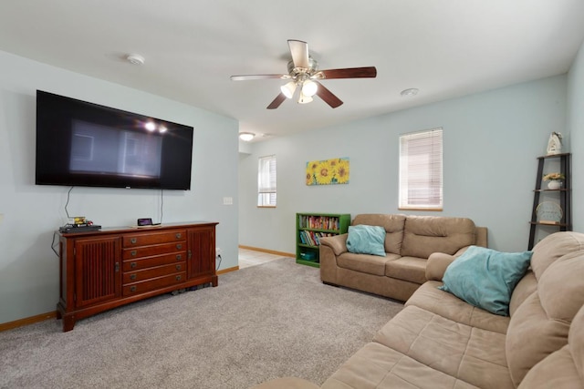 105 Owl Path, Mankato, MN 56001 - carpeted living area with baseboards and ceiling fan