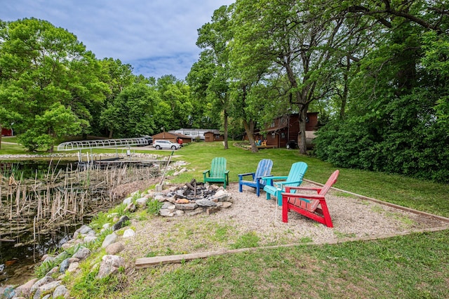 41780 Kansas Point Ln, Pelican Rapids, MN 56572 - view of green lawn featuring an outdoor fire pit