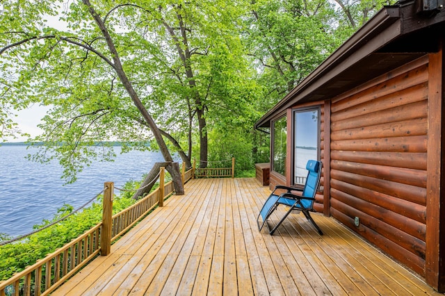 41780 Kansas Point Ln, Pelican Rapids, MN 56572 - wooden terrace featuring a water view
