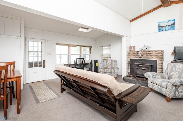 41780 Kansas Point Ln, Pelican Rapids, MN 56572 - carpeted living room featuring wooden walls