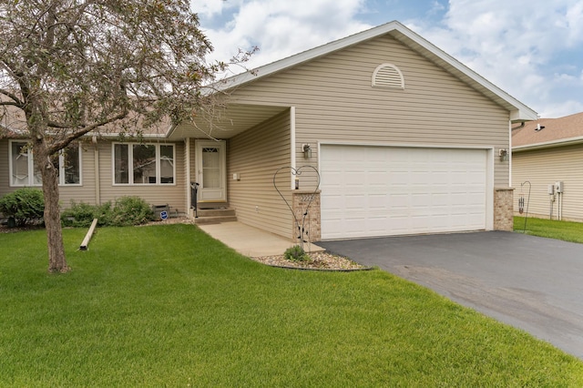 2225 Fisher Ct NW, Rochester, MN 55901 - ranch-style house featuring asphalt driveway, a front yard, entry steps, and a garage