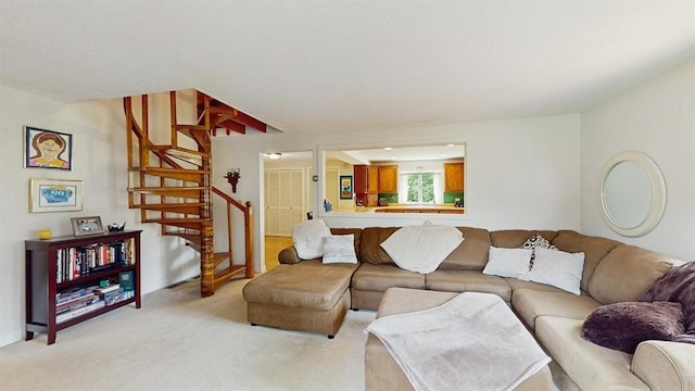 13993 Crosstown Blvd NW, Andover, MN 55304 - living area featuring stairs and light colored carpet