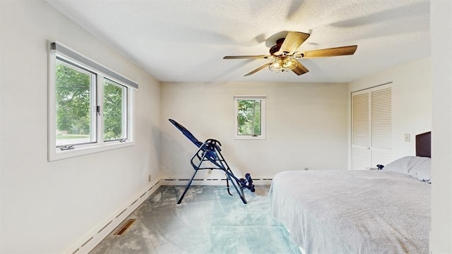 13993 Crosstown Blvd NW, Andover, MN 55304 - carpeted bedroom featuring multiple windows, ceiling fan, and a closet
