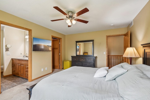 106 Prairie Grass Dr, Osceola, WI 54020 - bedroom with ensuite bathroom, carpet flooring, and ceiling fan
