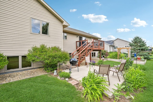 106 Prairie Grass Dr, Osceola, WI 54020 - view of patio / terrace featuring a wooden deck and stairs