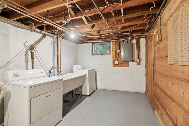 3527 Queen Ave N, Minneapolis, MN 55412 - laundry room featuring electric panel and washing machine and clothes dryer