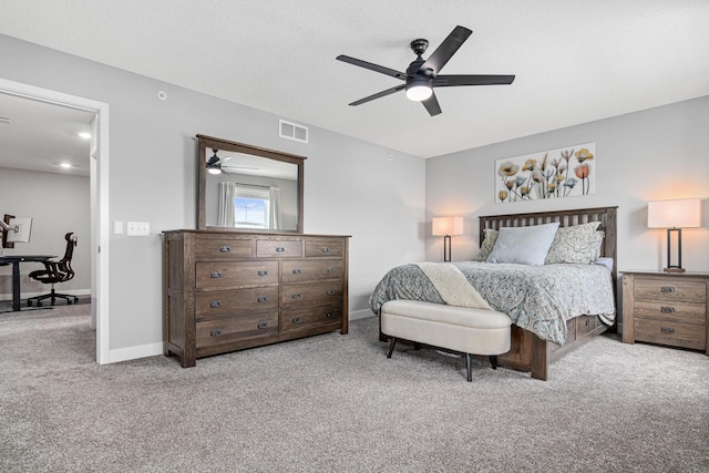 7243 Fall Dr, Lino Lakes, MN 55038 - bedroom featuring carpet floors, a ceiling fan, and an office area