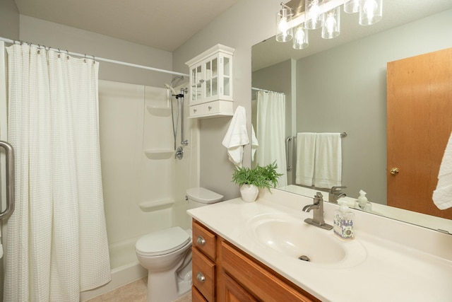 2804 Viola Heights Dr NE, Rochester, MN 55906 - full bath featuring vanity, toilet, a shower with curtain, and tile patterned flooring