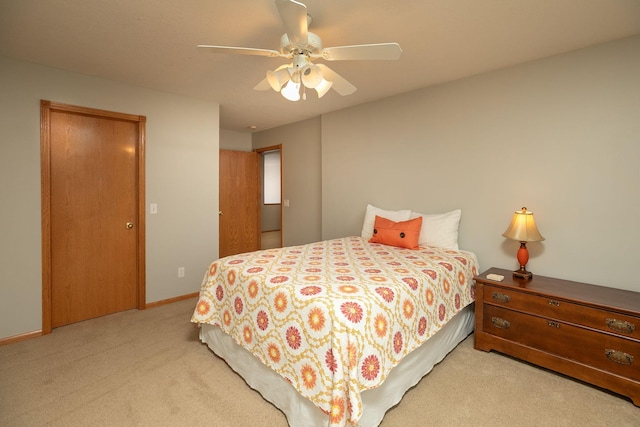 2804 Viola Heights Dr NE, Rochester, MN 55906 - bedroom with light carpet, a ceiling fan, and baseboards