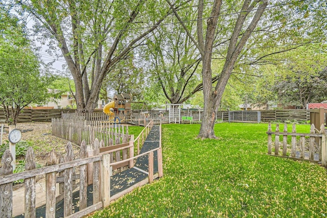 view of yard featuring a playground