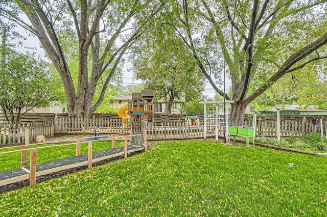 view of yard featuring a playground