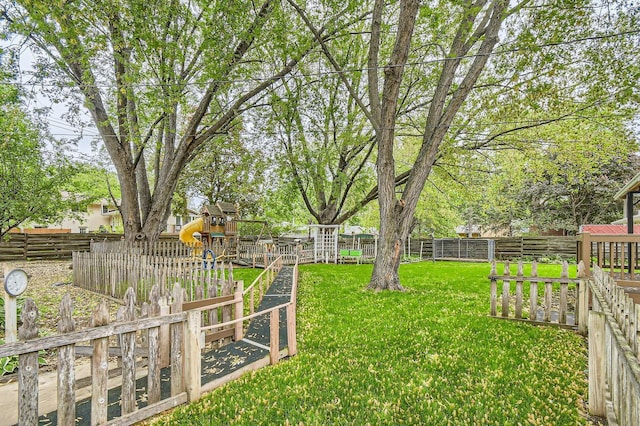 view of yard featuring a playground