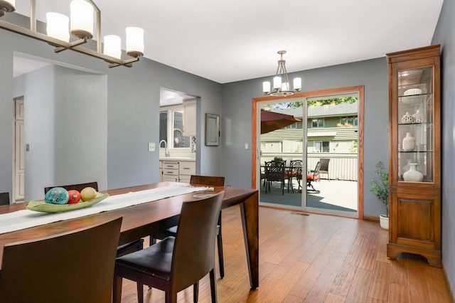 123 Windsor Ct, New Brighton, MN 55112 - dining area featuring a chandelier and light wood-type flooring