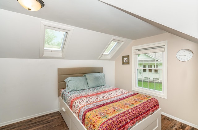 5805 Sunrise Dr, Minneapolis, MN 55419 - bedroom with a skylight, dark wood finished floors, and lofted ceiling