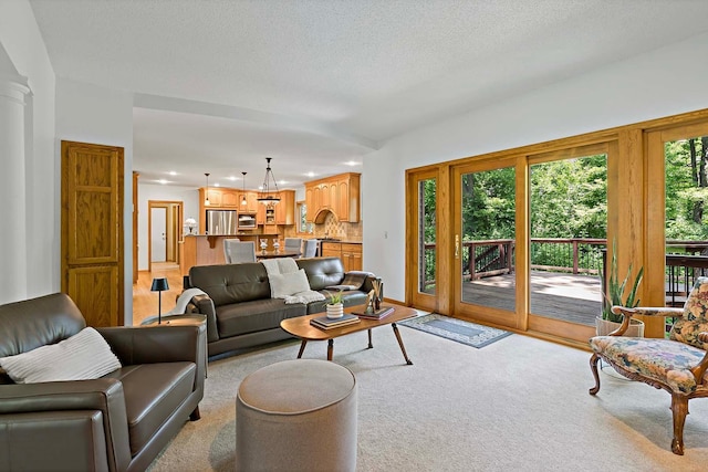 13545 Glasgow Ln, Apple Valley, MN 55124 - living area featuring light carpet and recessed lighting
