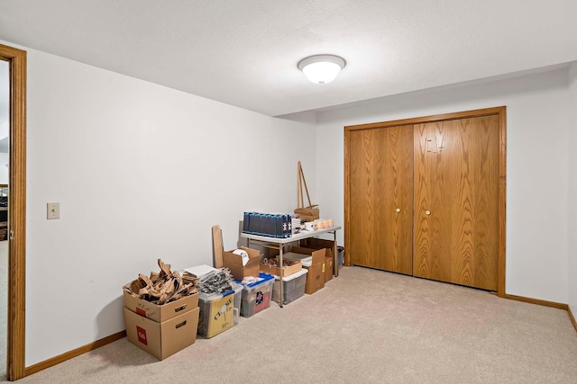 13545 Glasgow Ln, Apple Valley, MN 55124 - office area featuring carpet flooring, baseboards, and a textured ceiling