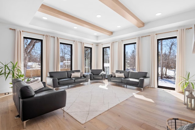 16216 Gleason Lake Rd, Minnetonka, MN 55391 - living room with beamed ceiling and wood finished floors