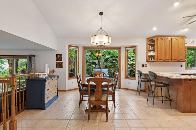 1378 Dunsmore Dr, Waconia, MN 55387 - dining room featuring baseboards, light tile patterned flooring, ceiling fan, and recessed lighting