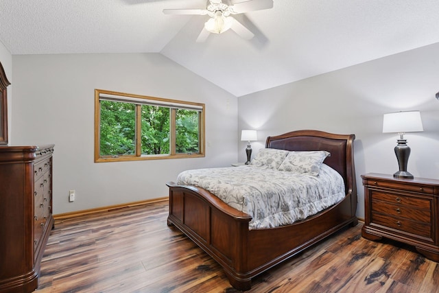 1378 Dunsmore Dr, Waconia, MN 55387 - bedroom featuring vaulted ceiling, wood finished floors, a ceiling fan, and baseboards