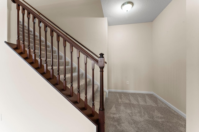 14111 Abercorn Ave, Rosemount, MN 55068 - stairs with carpet flooring, baseboards, and a textured ceiling
