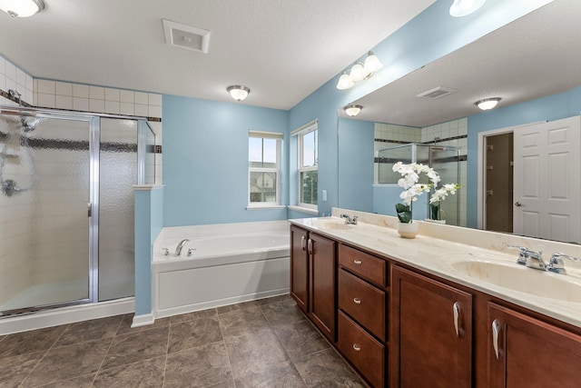 14111 Abercorn Ave, Rosemount, MN 55068 - bathroom with a garden tub, a stall shower, and double vanity
