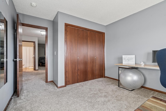 6665 Flycatcher Ln, Apple Valley, MN 55124 - home office featuring carpet floors, a textured ceiling, and baseboards