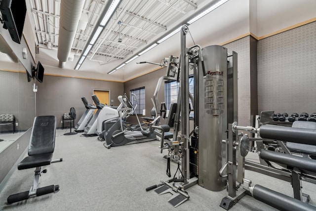 6665 Flycatcher Ln, Apple Valley, MN 55124 - workout area with wallpapered walls