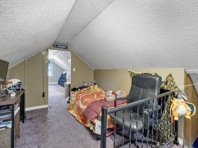 7338 Silver Lake Rd, Mounds View, MN 55112 - carpeted bedroom with a textured ceiling and vaulted ceiling