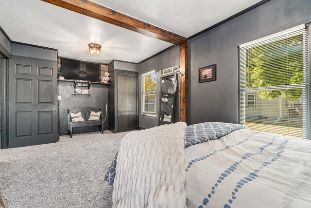 506 8th Ave SW, Pipestone, MN 56164 - carpeted bedroom with beamed ceiling