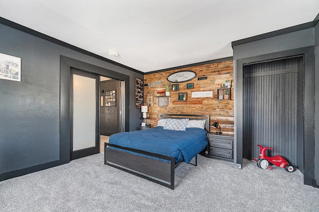 506 8th Ave SW, Pipestone, MN 56164 - carpeted bedroom with wood walls and an accent wall