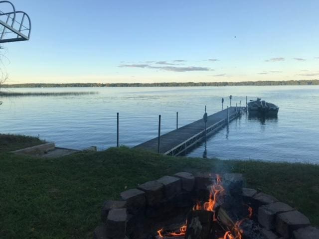48408 Pillar Rd, Deer River, MN 56631 - dock featuring a fire pit and a water view