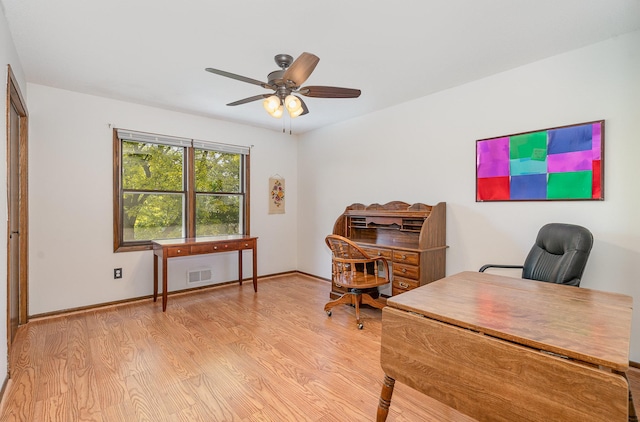 4248 Westview Dr, Shoreview, MN 55126 - office featuring ceiling fan, light wood finished floors, and baseboards