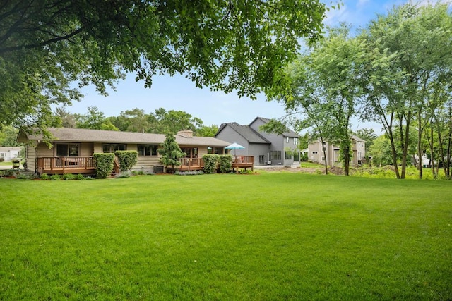 2725 Pilgrim Ln N, Plymouth, MN 55441 - view of green lawn with a wooden deck