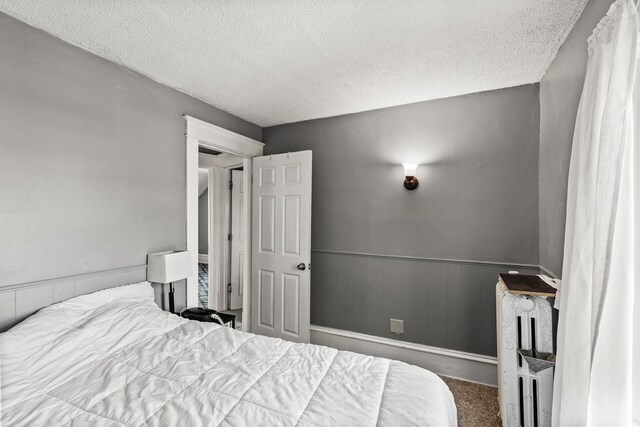 2745 Columbus Ave, Minneapolis, MN 55407 - bedroom with a textured ceiling, wainscoting, and carpet floors