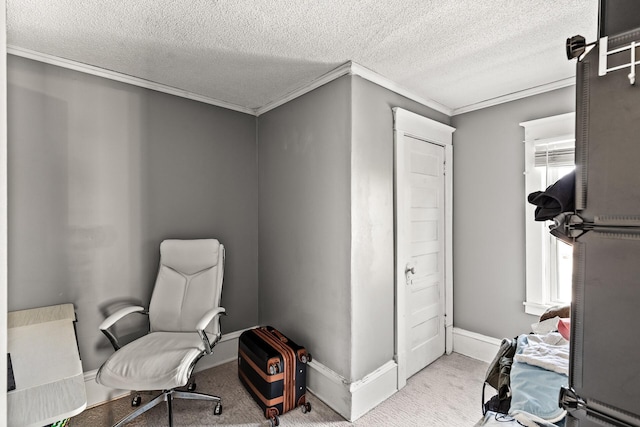 2745 Columbus Ave, Minneapolis, MN 55407 - carpeted office space featuring a textured ceiling and crown molding