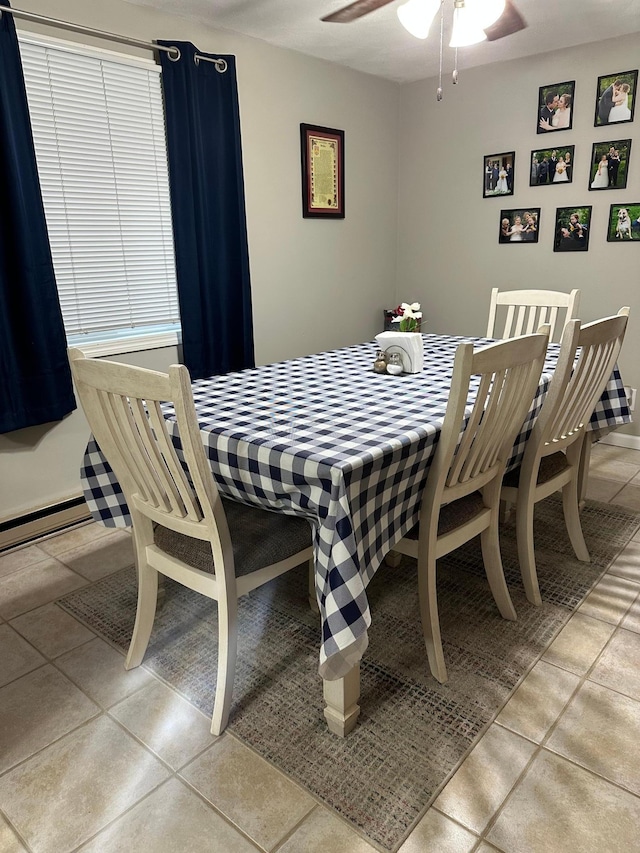215 1st St NE, Clarks Grove, MN 56016 - dining room featuring ceiling fan and light tile patterned floors