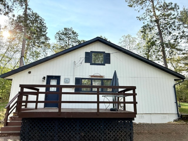 4231 Teal Ln NE, Bemidji, MN 56601 - rear view of house featuring a deck and crawl space