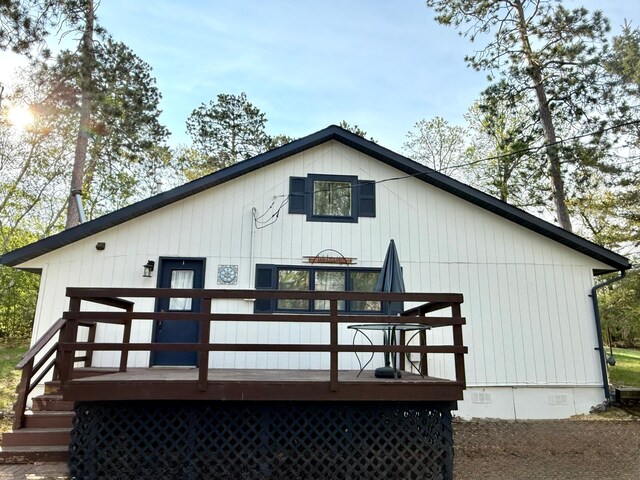 4231 Teal Ln NE, Bemidji, MN 56601 - rear view of property featuring a wooden deck and crawl space