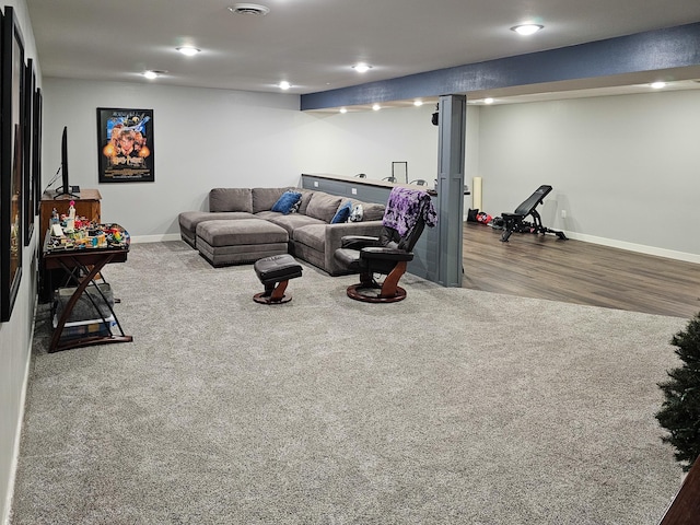 29506 435th Ave, Ottertail, MN 56571 - living area with baseboards, wood finished floors, and recessed lighting