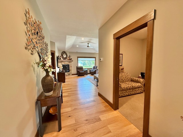 910 Lake Forest Cir, Detroit Lakes, MN 56501 - hallway with light wood-style floors, baseboards, and recessed lighting