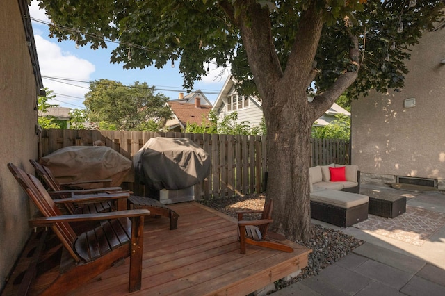 3638 Van Buren St NE, Minneapolis, MN 55418 - deck featuring a fenced backyard, grilling area, and a patio