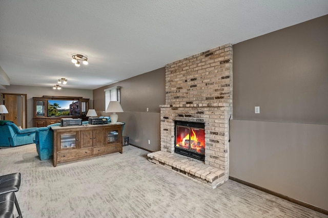 4781 Zealand Ave N, New Hope, MN 55428 - living room with carpet flooring and a brick fireplace